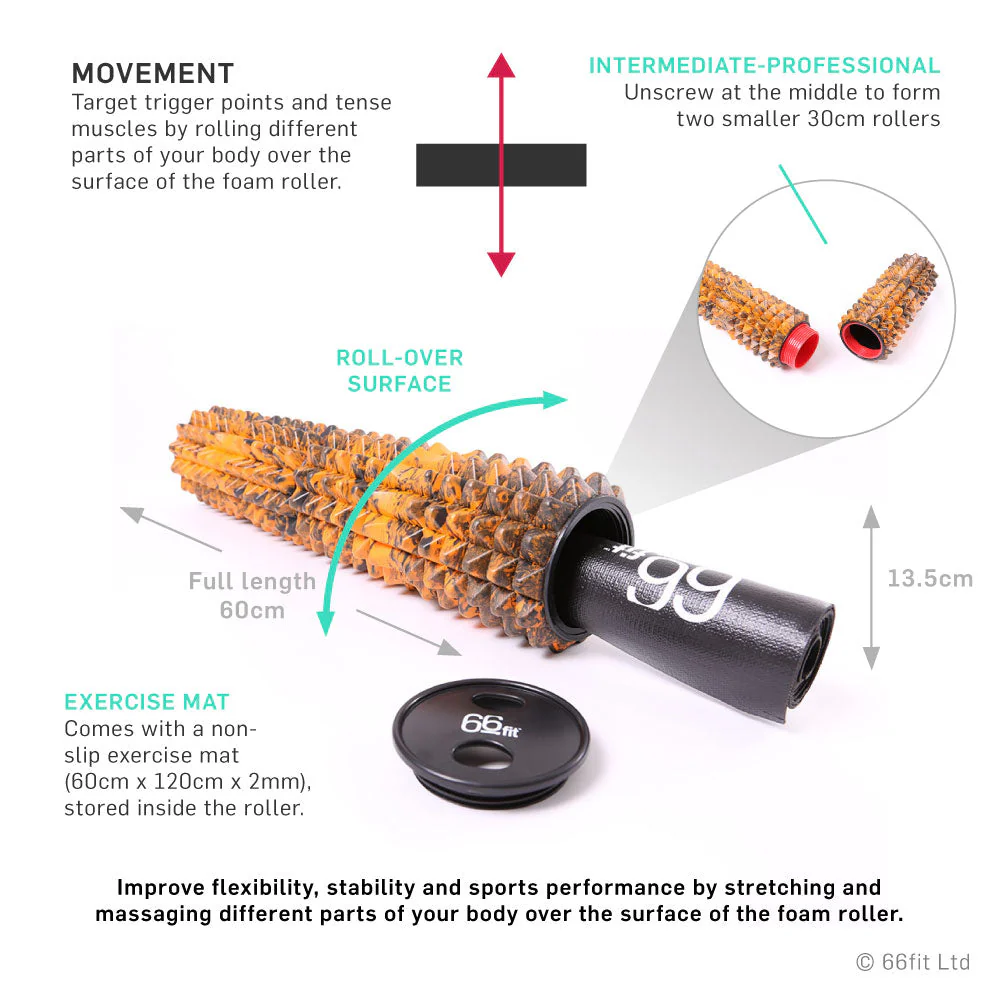 66fit 2 In 1 Pyramid Roller & Exercise Mat - Image 3
