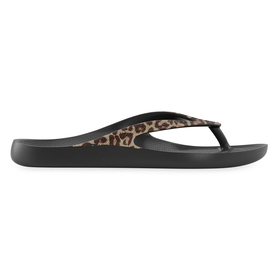 LightFeet Arch Support Flip Flops/Thongs - Black Leopard - Image 3