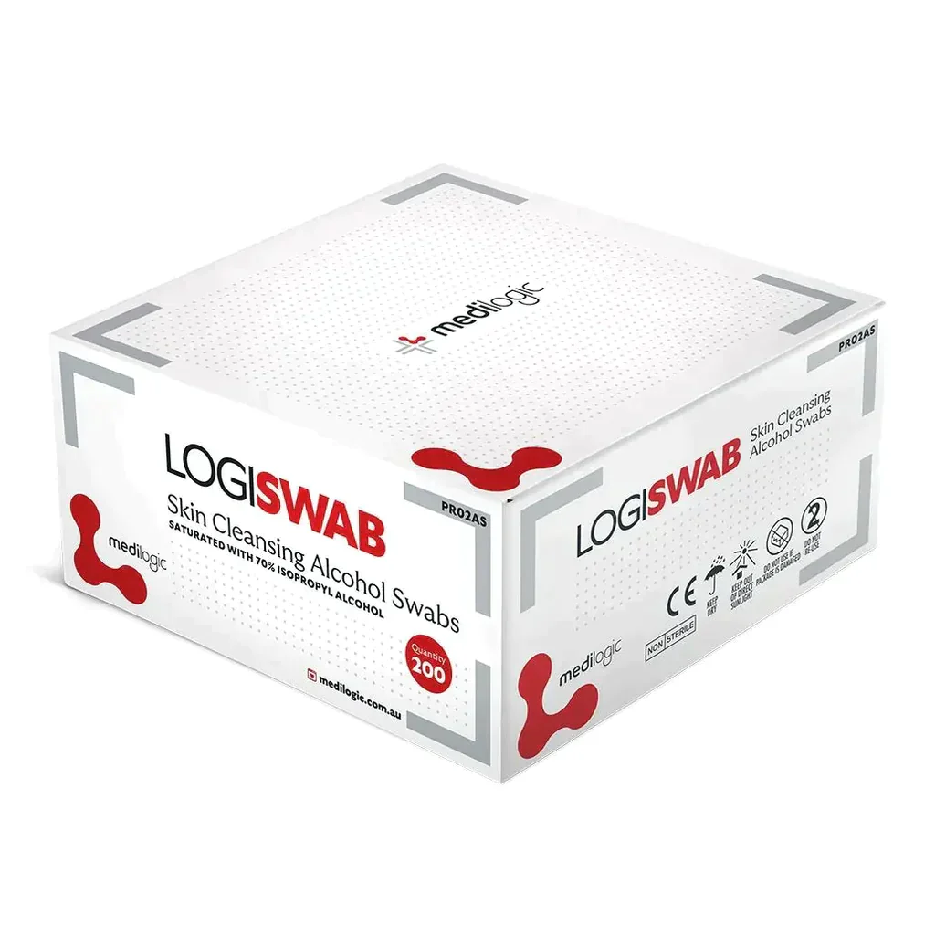 LOGISWAB Skin Cleaning Alcohol Swabs – Box 200 - Image 4