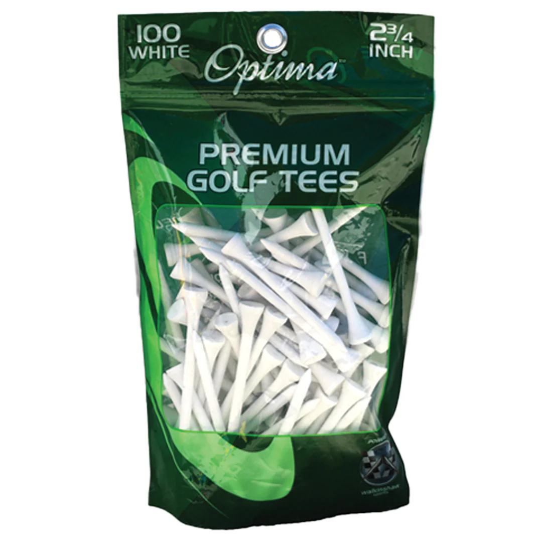 Optima Wood White Golf Tees - 100 Pack
