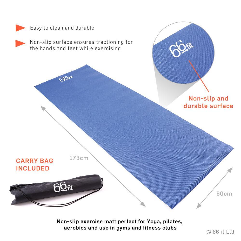 66fit Yoga Mat Blue - With Carry Bag - Image 3